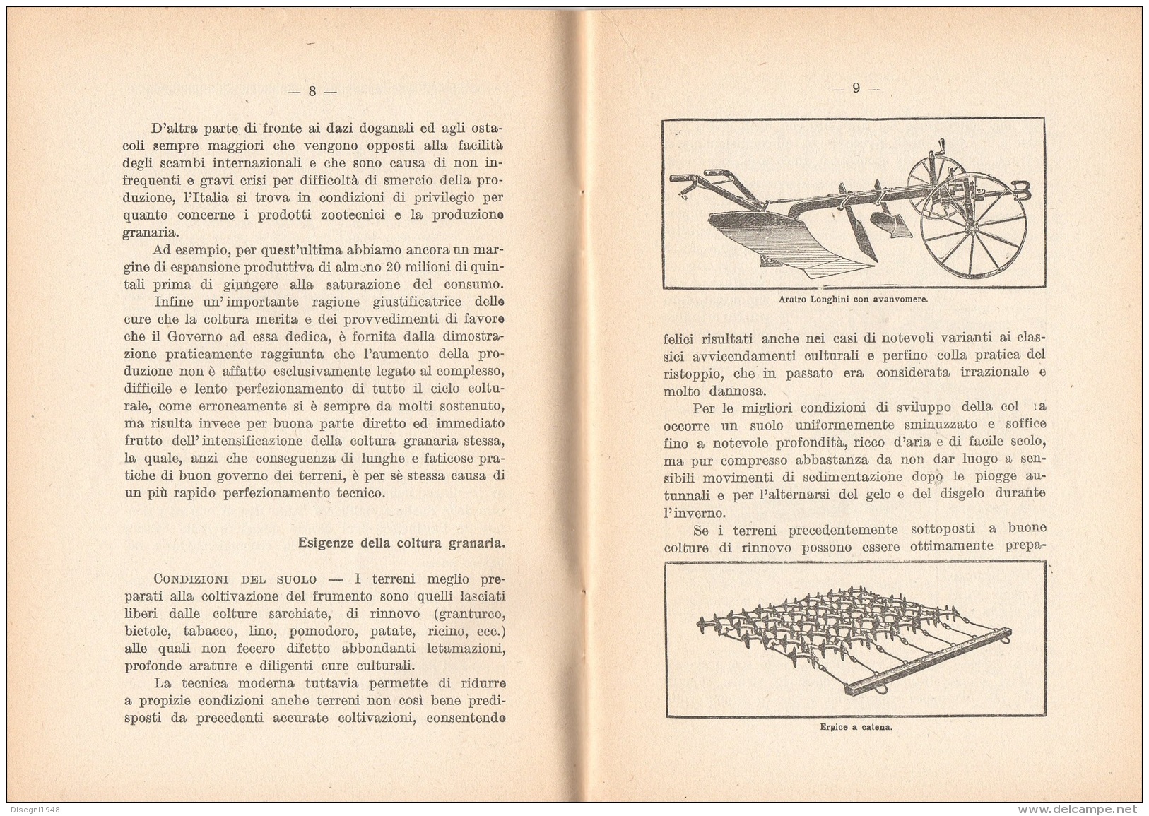 06106 "PROF. DANTE GIBERTINI - LA NUOVA TECNICA FRUMENTARIA - FED. IT. DEI CONS. AGRARI PIACENZA- 1930 VIII" ORIGINALE - Sonstige & Ohne Zuordnung