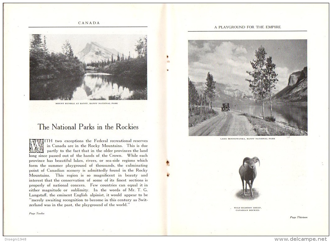 06109  "C. STEWART / W. W. CORY / J. B. HARKIN - CANADA - A PLAYGROUND FOR THE EMPIRE - DEP.T OF THE INTERIOR" ORIGINAL - 1900-1949