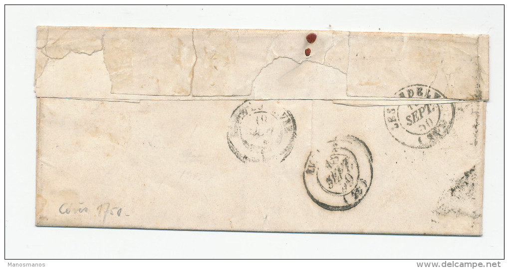 382DT -- Lettre TP Cérès 1 Franc ( Nuance Terne) Annulé Grille - VERNEUIL Sur AVRE 1850 Vers LES ANDELYS - 1849-1850 Cérès