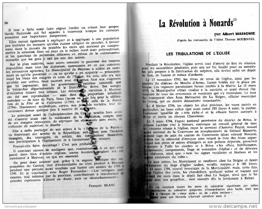 19- 23-87- LEMOUZI - N° 111- PAYS LIMOUSIN SOUS LA REVOLUTION-ST BONNET RIVIERE-MEYSSAC-NONARDS-SEGUR-CHAMBOULIVE-BRIVE- - Limousin