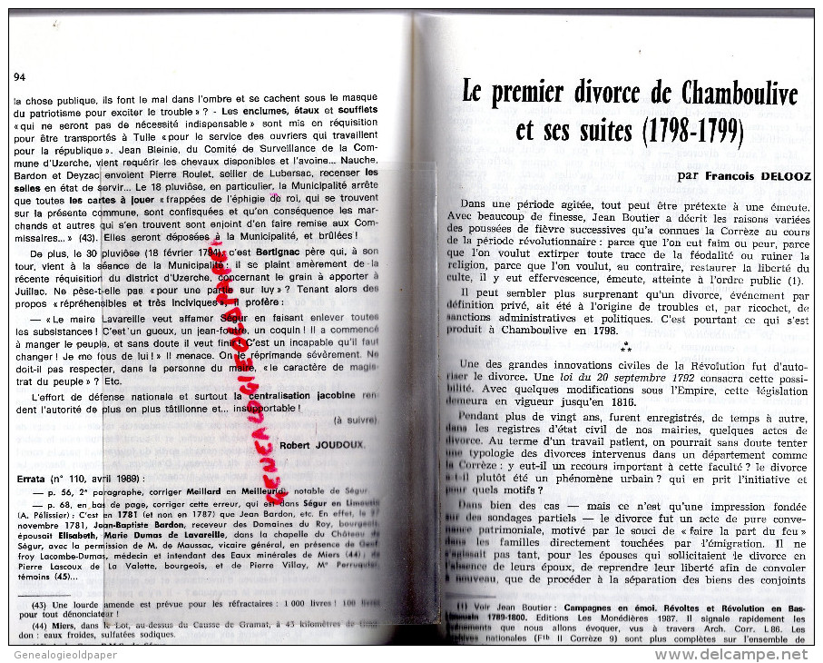 19- 23-87- LEMOUZI - N° 111- PAYS LIMOUSIN SOUS LA REVOLUTION-ST BONNET RIVIERE-MEYSSAC-NONARDS-SEGUR-CHAMBOULIVE-BRIVE- - Limousin