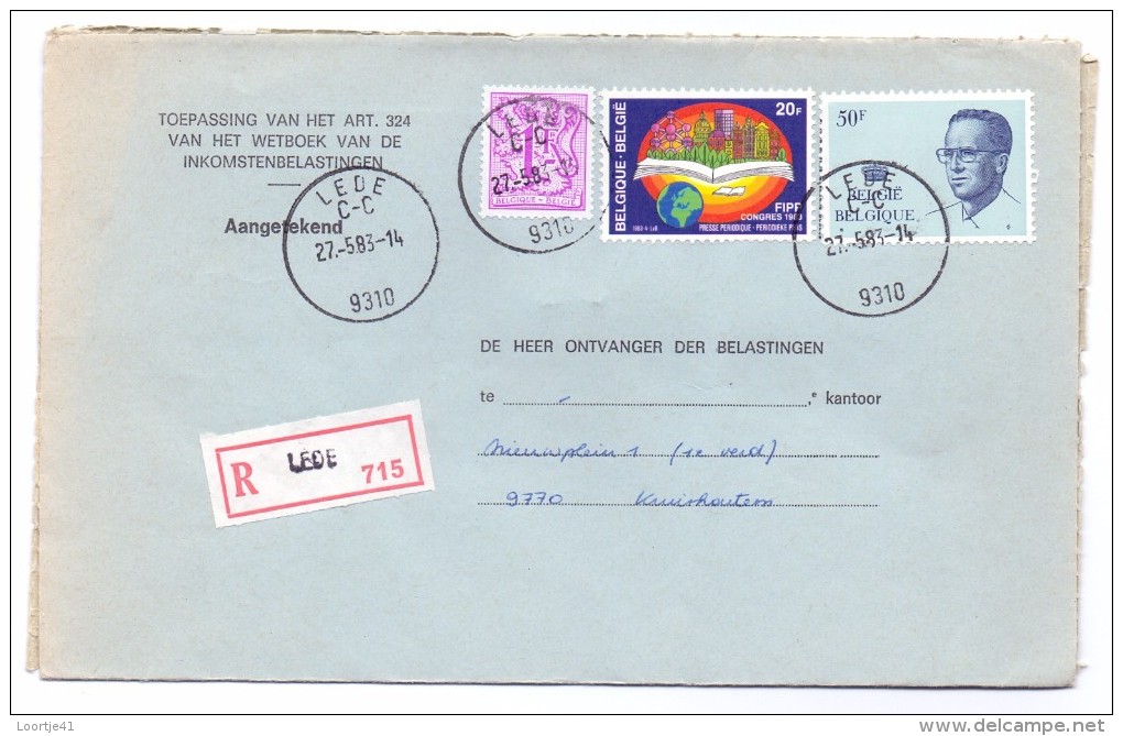 Omslag Brief Enveloppe - Aangetekend - Lede 715 Naar Kruishoutem - 1983 - Enveloppes-lettres