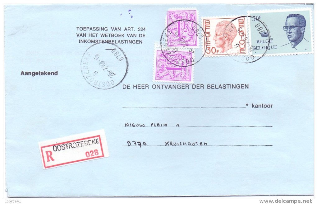 Omslag Brief Enveloppe - Aangetekend - Oostrozebeke 028 Naar Kruishoutem - 1983 - Letter Covers