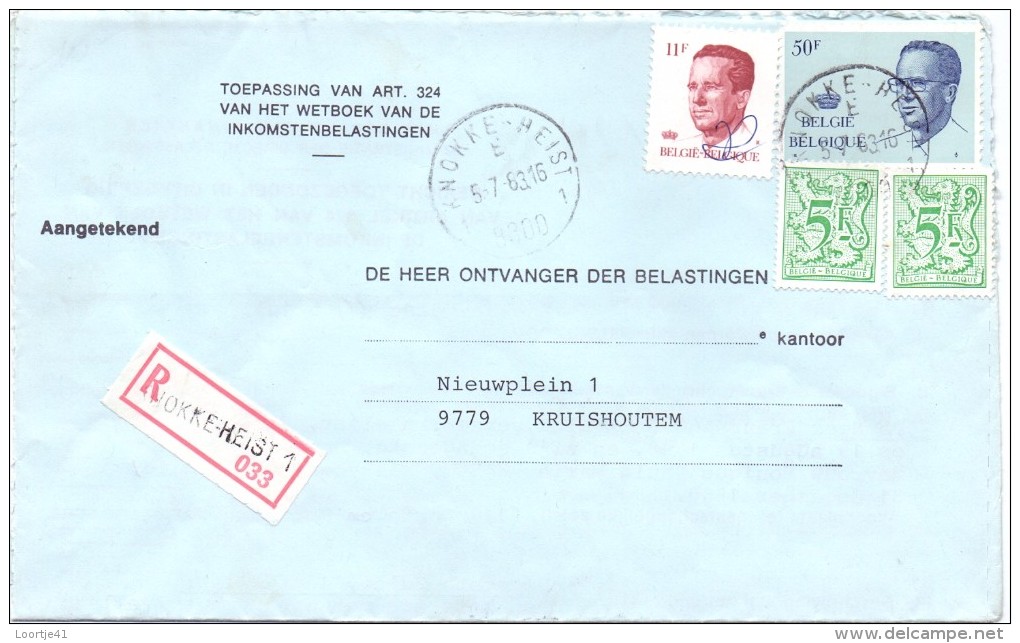Omslag Brief Enveloppe - Aangetekend - Knokke Heist 033 Naar Kruishoutem - 1983 - Enveloppes-lettres