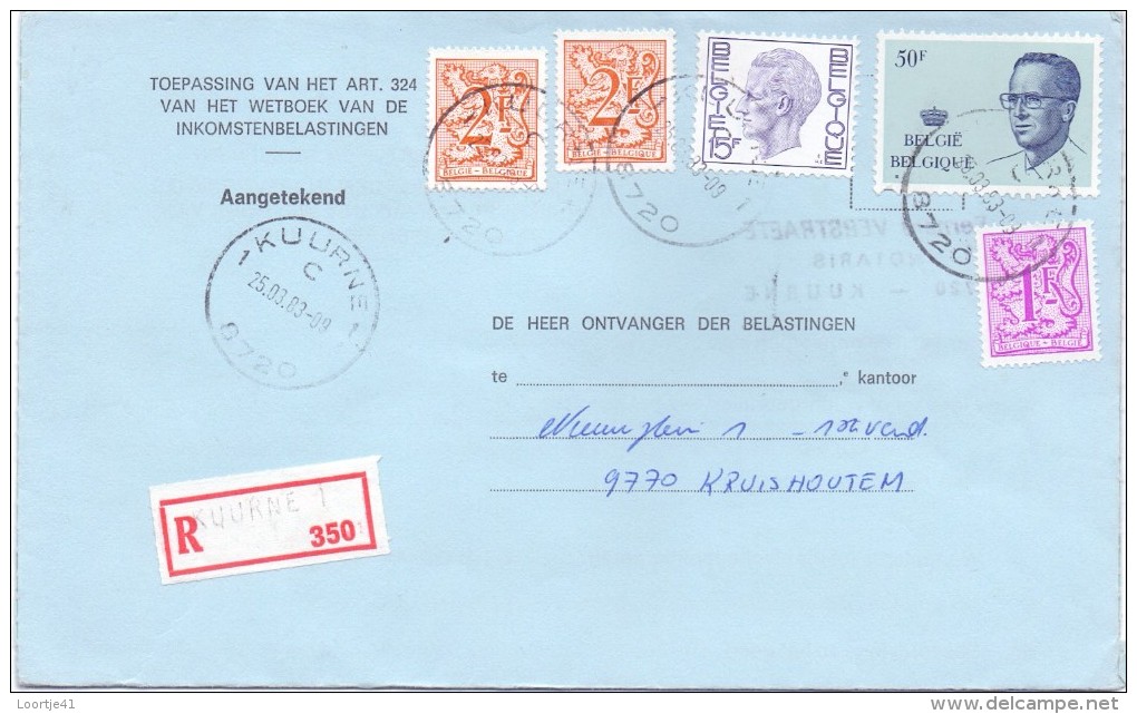 Omslag Brief Enveloppe - Aangetekend - Kuurne 350 Naar Kruishoutem - 1983 - Briefumschläge