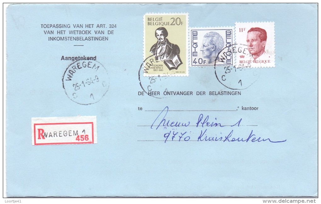 Omslag Brief Enveloppe - Aangetekend - Waregem 456 Naar Kruishoutem - 1984 - Letter Covers