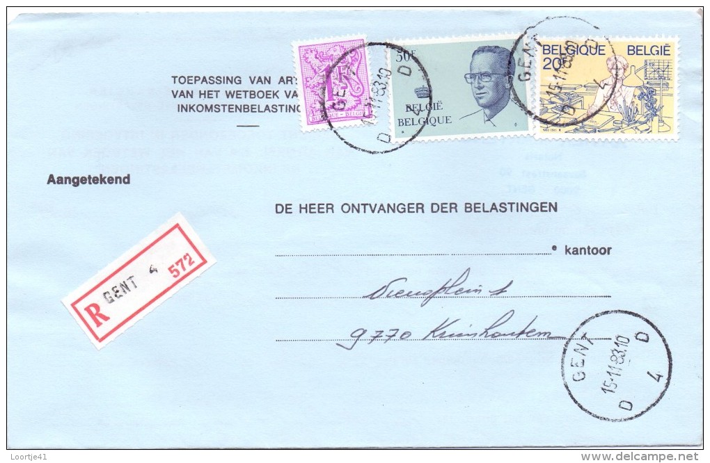 Omslag Brief Enveloppe - Aangetekend - Gent  4 - 572 Naar Kruishoutem - 1983 - Enveloppes-lettres