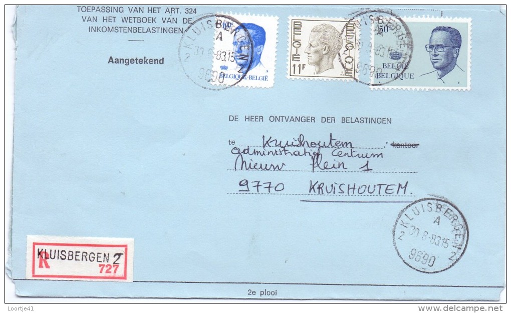 Omslag Brief Enveloppe - Aangetekend - Kluisbergen 2 - 727 Naar Kruishoutem - 1983 - Enveloppes-lettres