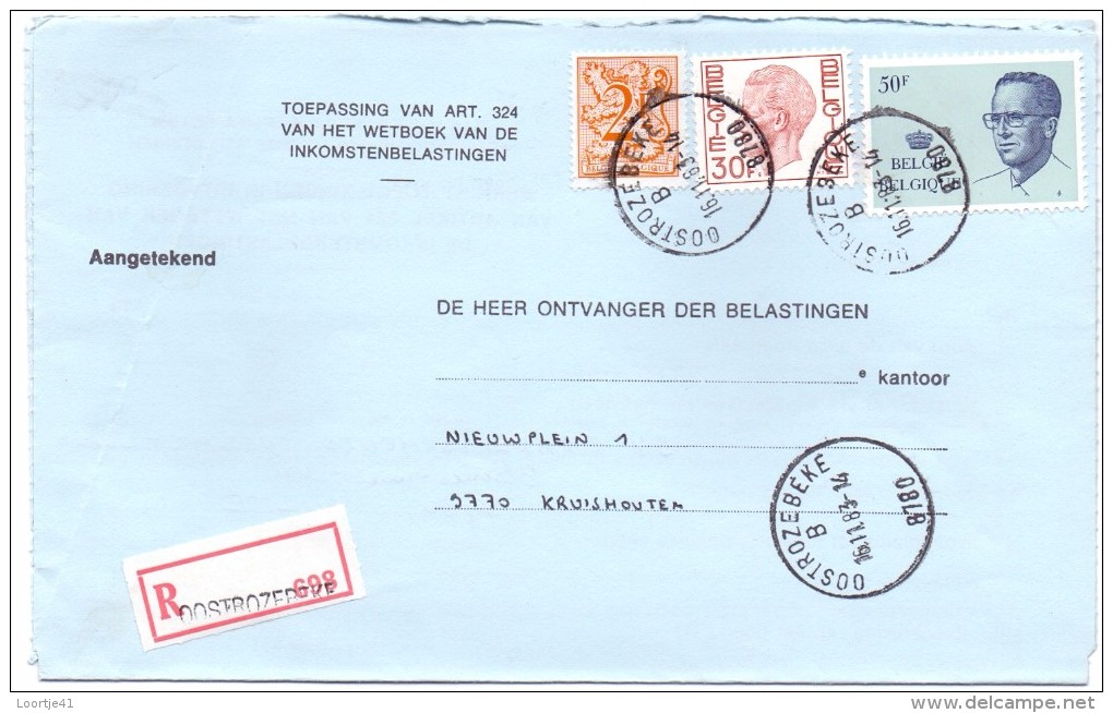 Omslag Brief Enveloppe - Aangetekend - Oostrozebeke 698 Naar Kruishoutem - 1983 - Enveloppes-lettres