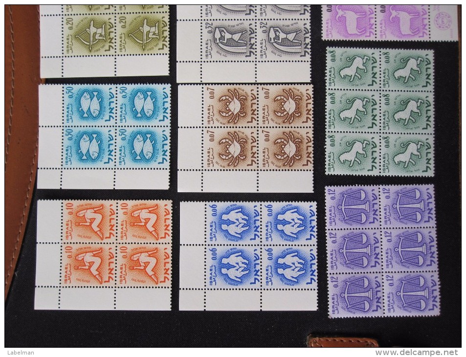 ISRAEL STAMP 1960's POSTAL HISTORY ZODIAC HOROSCOPE BLOCK CORNER TAB  MNH JERUSALEM TEL AVIV POST SET JUDAICA COLLECTION - Gebraucht (mit Tabs)