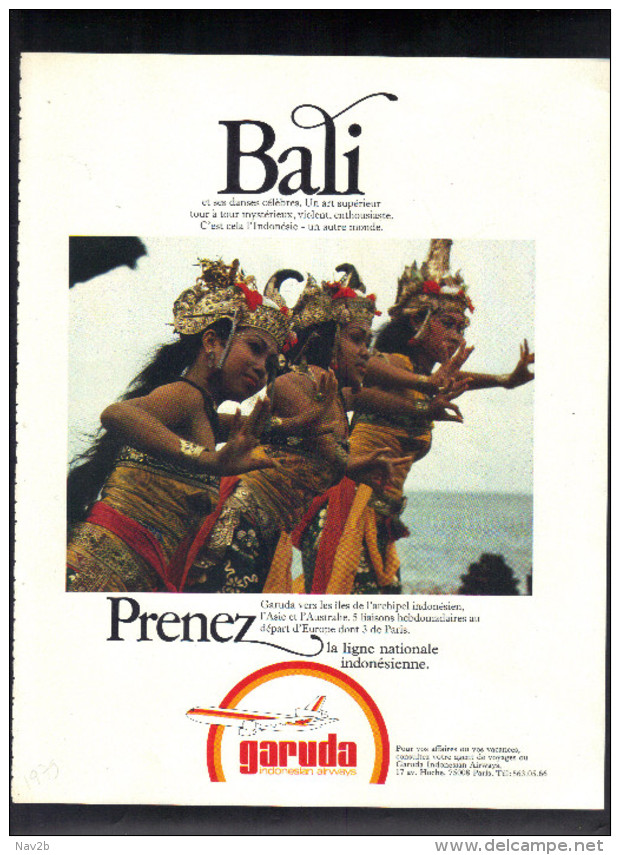 Sur Page De Revue 1979  Publicité GARUDA , La Ligne Nationale Indonésienne. - Publicités