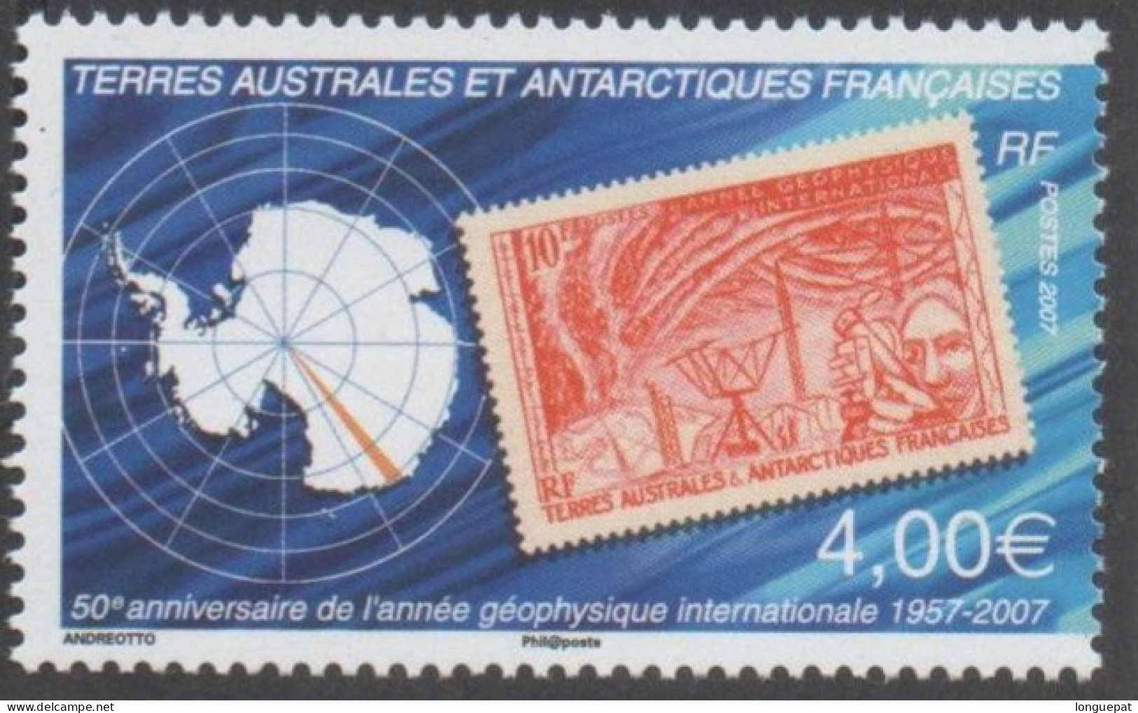 TAAF : Année Polaire Internationale  : Carte De L´Antarctique Et Timbren°9 - Timbre Sur Timbre - - Ungebraucht