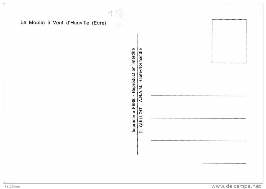 MOULINS A VENT - FRANCE - Windmill Windmühle Windmollen - Le Moulin à Vent D'HAUVILLE ( Eure) - CPSM CPM GF - - Moulins à Vent