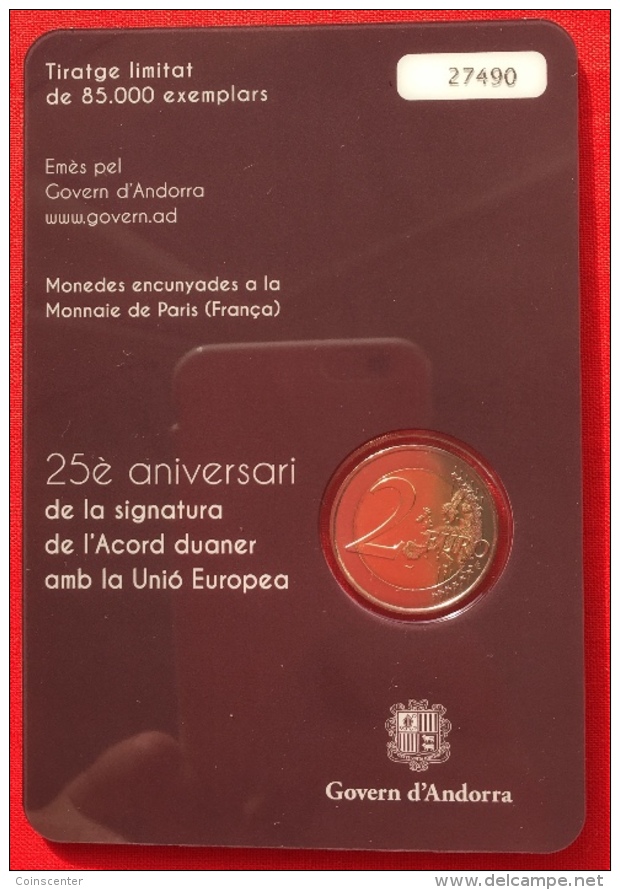 Andorra 2 Euro 2015 (2016) "Customs Union With EU" BiMetallic BU - Andorra