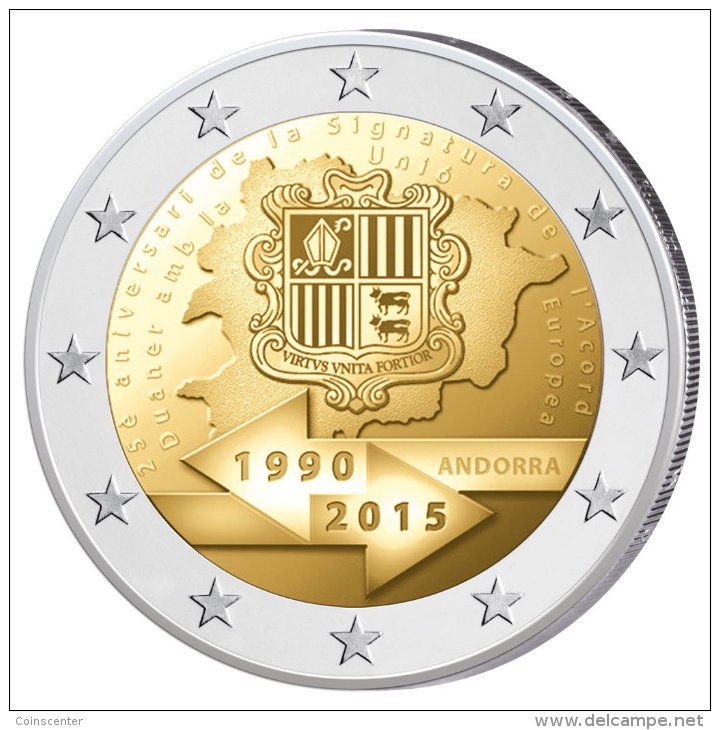 Andorra 2 Euro 2015 (2016) "Customs Union With EU" BiMetallic BU - Andorra