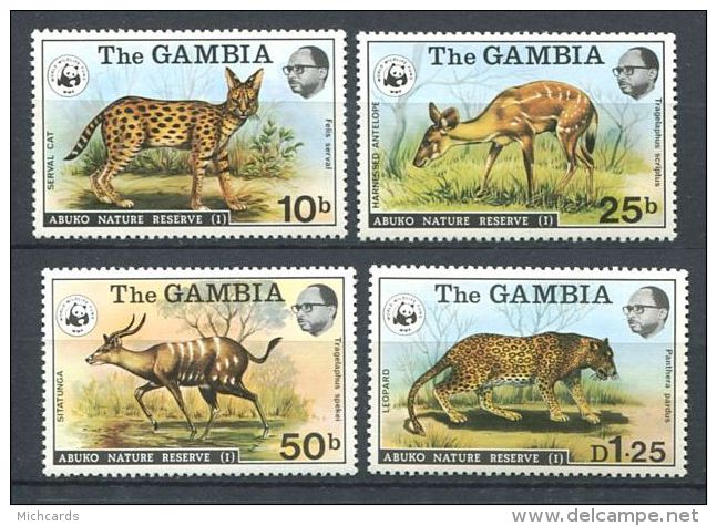 171 GAMBIE 1976 - Yvert 330/33 - WWF Faune Felin - Neuf ** (MNH) Sans Trace De Charniere - Gambie (1965-...)