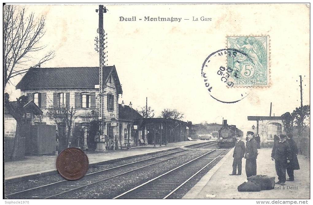 VAL D'OISE - 95 -DEUIL MONTMAGNY - La Gare Avec Train Et Animatkion - Carte Molle - Deuil La Barre