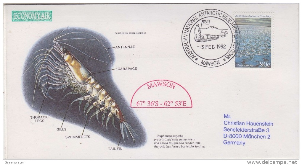 AAT 1992 Mawson Ca 3 Feb 1992  Cover  (31497) - Lettres & Documents