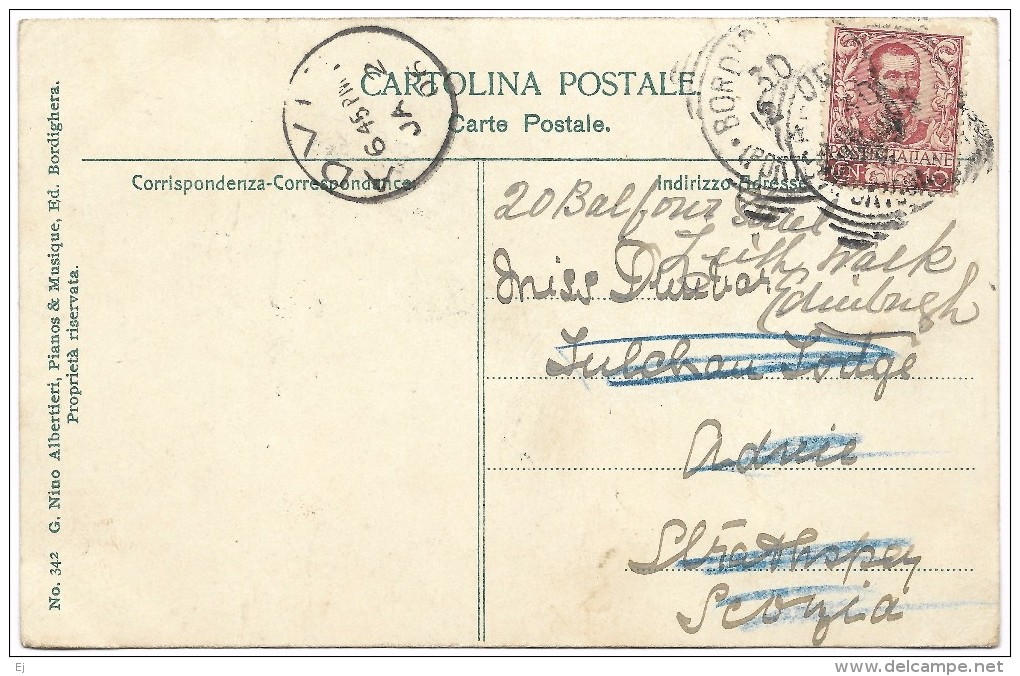 Bordighera Chiesa Dei RR Padri Di Terrasanta - Albertieri - Postmark 1902 - Imperia