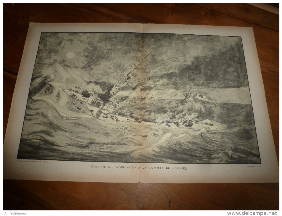 1914-18 Guerre Navale :Agonie Du MONMOUTH à La Bataille Du Coronel,    Illustrateur: R. Pinard - Documents