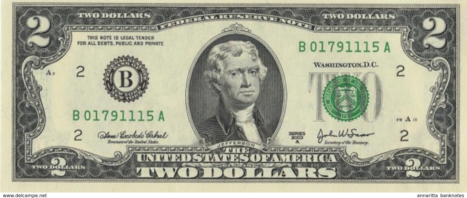 UNITED STATES  2  DOLLARS 2003A P-516bB UNC NEW YORK [ US516bB ] - Biljetten Van De  Federal Reserve (1928-...)