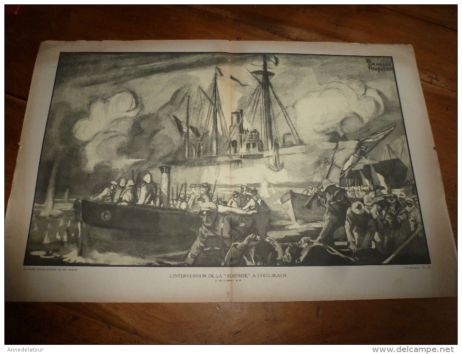 1914-18 Guerre Navale :L'intervention De LA SURPRISE à COCO-BEACH ,   Illustrateur Charles Fouqueray - Documents