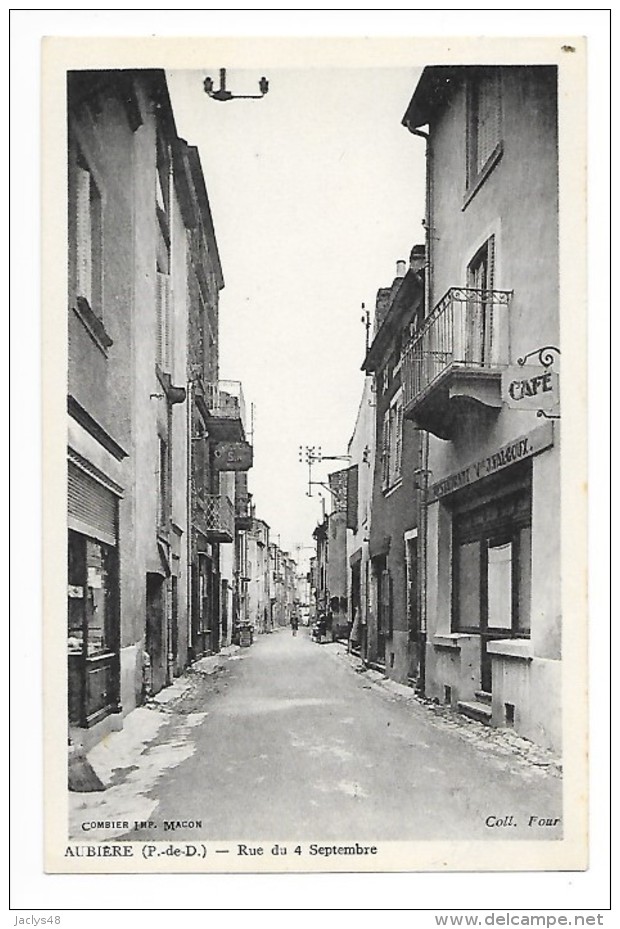 AUBIERE  (cpsm 63)  Rue Du Quatre-Septembre  - Café J.Falgoux    -L 1 - Aubiere