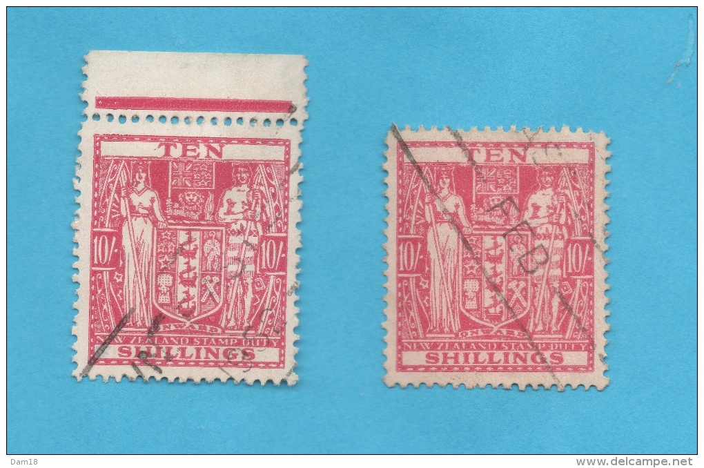 NEW ZEALAND  N° 63 (o) (YT)  2 TIMBRES FISCAUX-POSTAUX  COTE 10 EUROS Photos R/V - Postal Fiscal Stamps