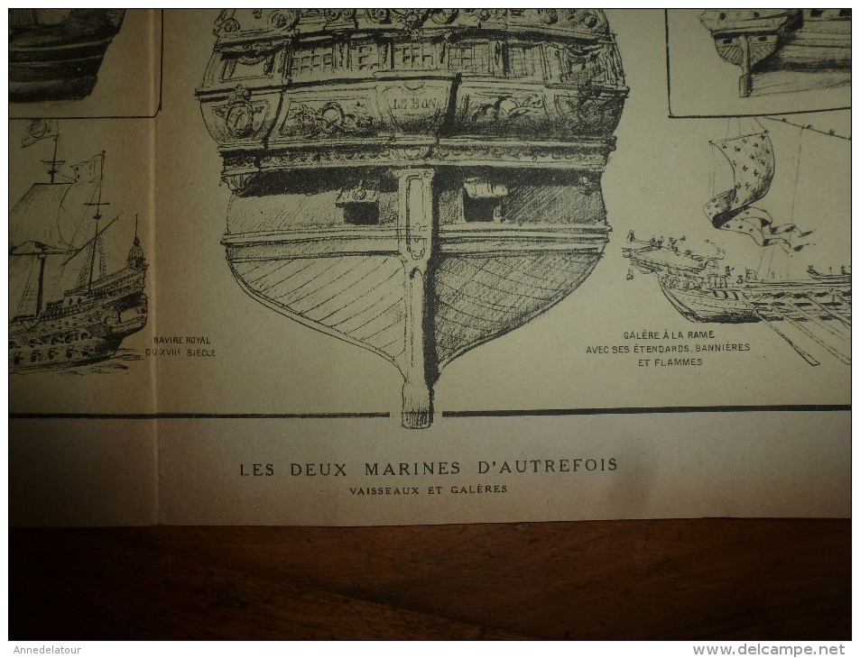 1925 Illustrations De Lucien Jonas LES DEUX MARINES D'AUTREFOIS (Vaisseaux Et Galères) - Documenten