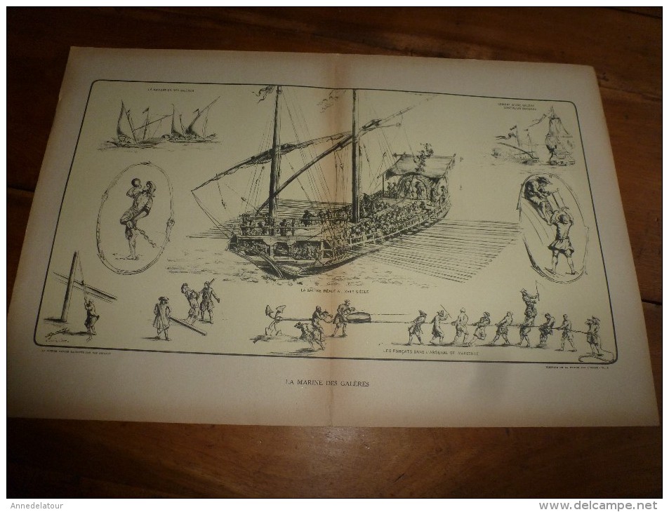 1925 Illustrations De Lucien Jonas: Histoire De La MARINE..LA MARINE DES GALERES, Les Forçats à L'arsenal De Marseille - Documents