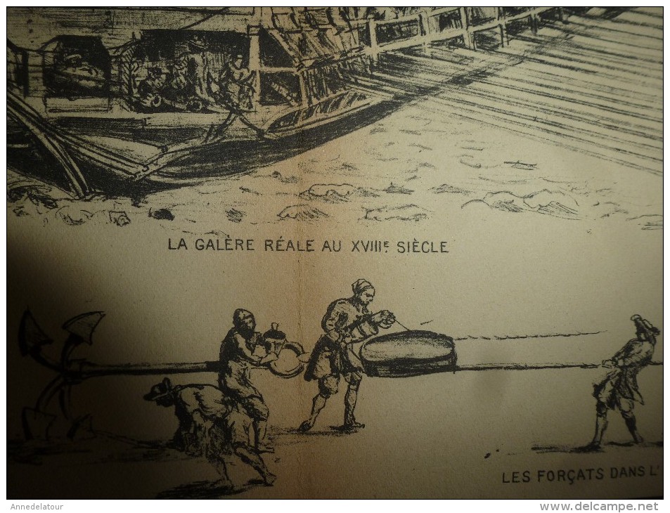 1925 Illustrations de Lucien Jonas: Histoire de la MARINE..LA MARINE DES GALERES, les forçats à l'arsenal de Marseille