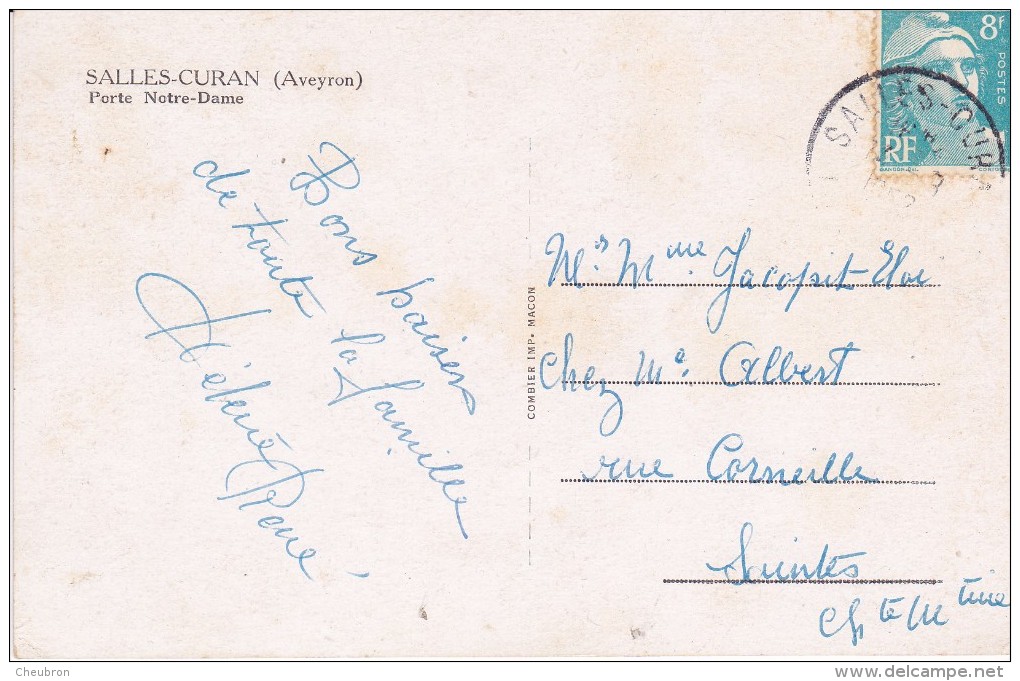 12.SALLES-CURAN . CARTE RARE. PORTE NOTRE DAME . ANNÉE 1952. - Other & Unclassified