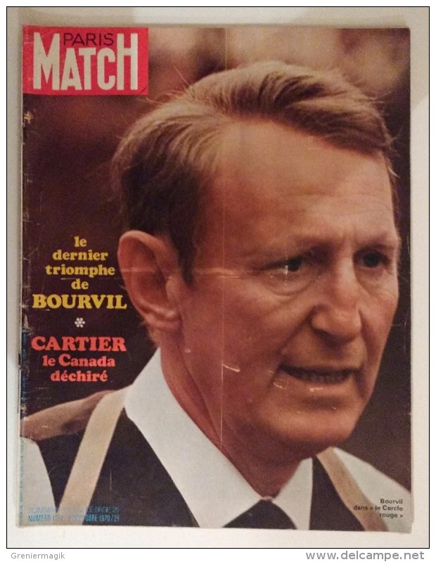 Paris Match N°1121 31/10/1970 Bourvil - Auto Salon Turin - Charles Manson - Faye Dunaway - Forsyte - Cevert - Jean Effel - Informations Générales