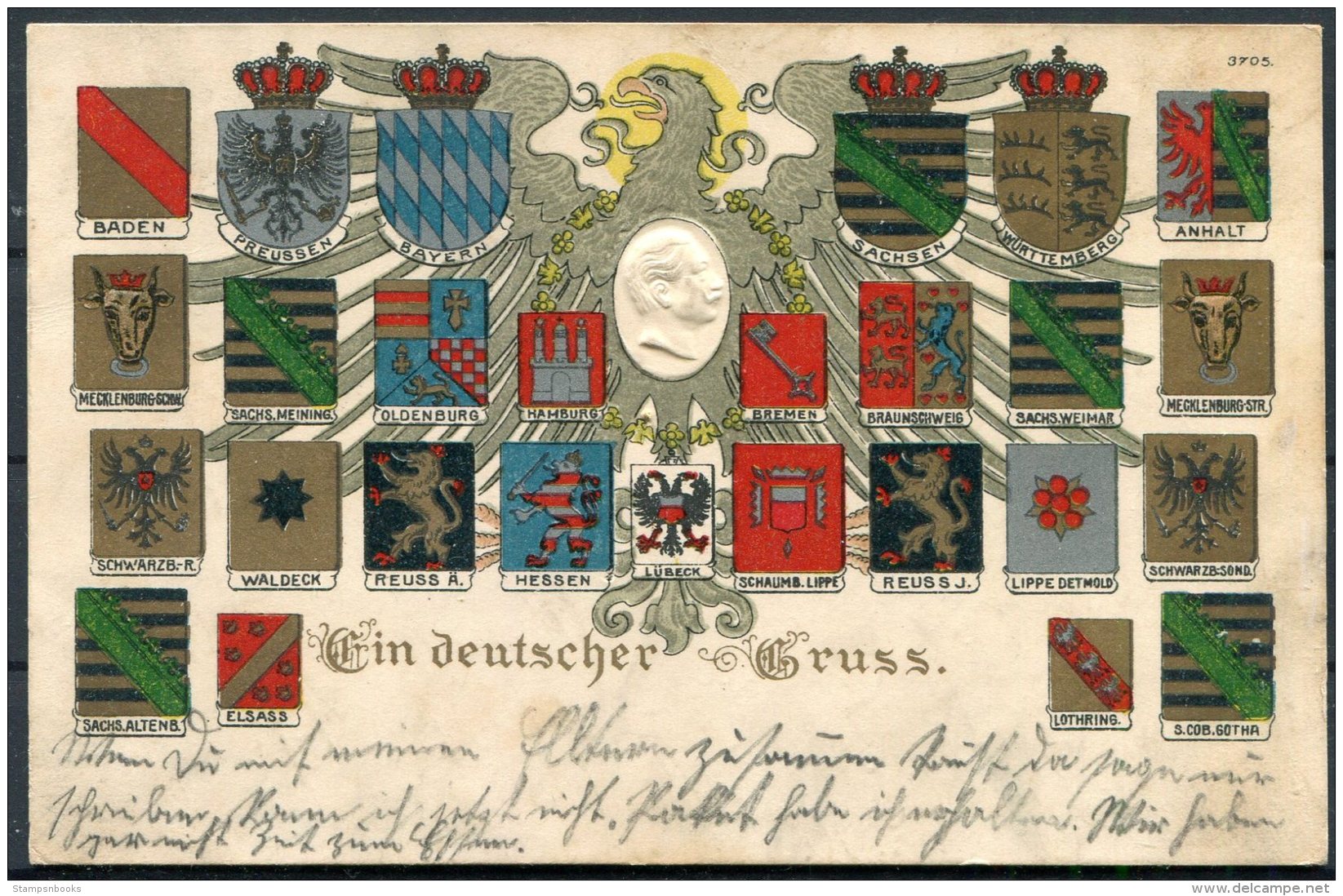 Germany Coats Of Arms / Ein Deutscher Gruss Postcard - Other & Unclassified