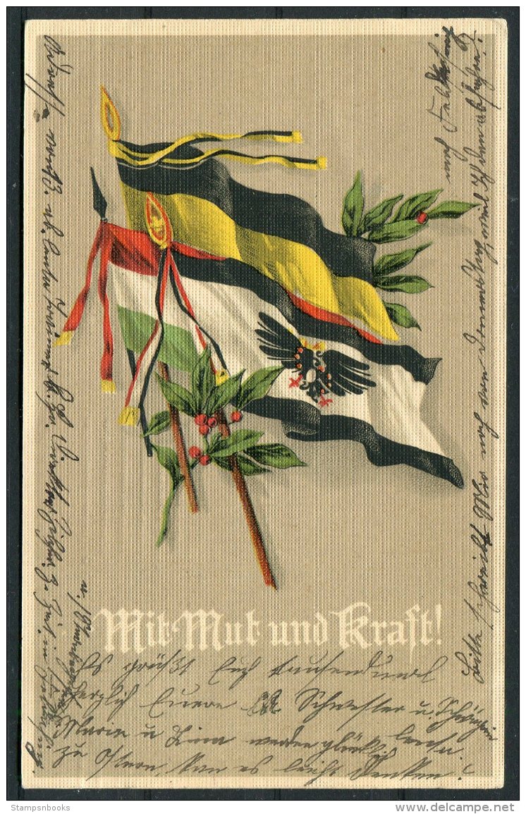 1916 Germany Patriotic Flags Postcard - Patriotic