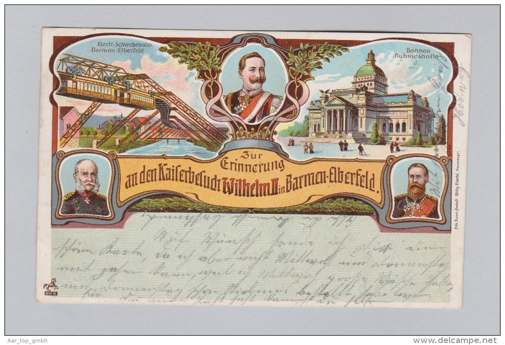 AK DE NO-WE BARMEN 1900-10-16 Barmen Erinnerung Kaiserbesuch Wilhelm II Litho Willy Hoehl - Wesel