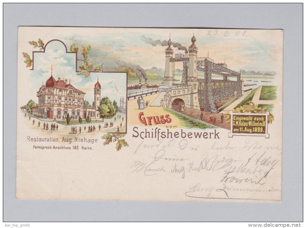 AK DE NO-WE MECKINGHOVEN 1901-06-2? Gruss Vom Schiffshebewerk Litho - Wesel