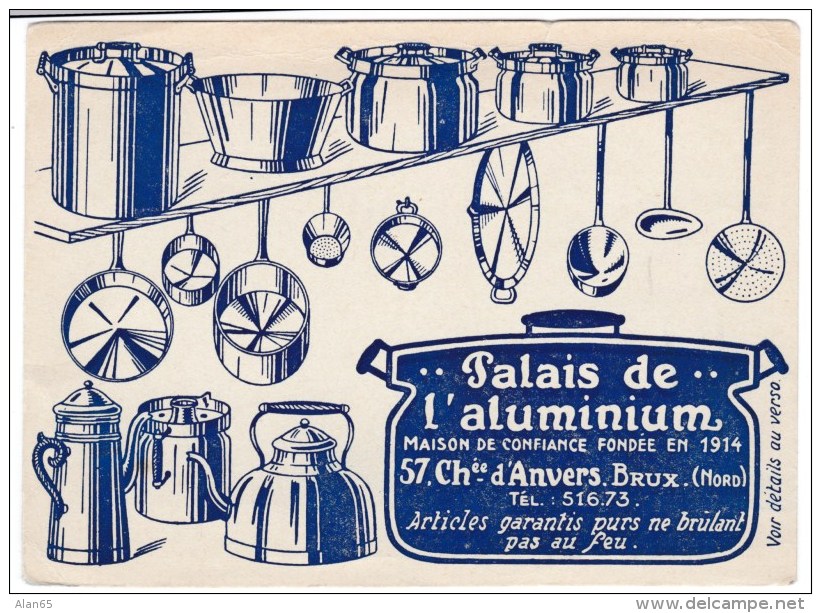 Palais De L'Aluminium Kitchenware Business 57 Chausee D'Anvers Bruxelles Brussels Near Gare Du Nord, C1930s/50s Postcard - Brussels (City)