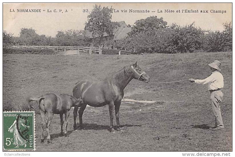 Sport.   Hippisme  La Vie Normande. C.P.A 32  La Mère Et L'enfant - Paardensport