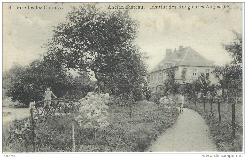 VIRELLES-LEZ-CHIMAY : Ancien Chateau Institut Religieuses - Edit.E.Douniau, Cartes En Gros, Chimay - Cachet Poste 1913 - Chimay