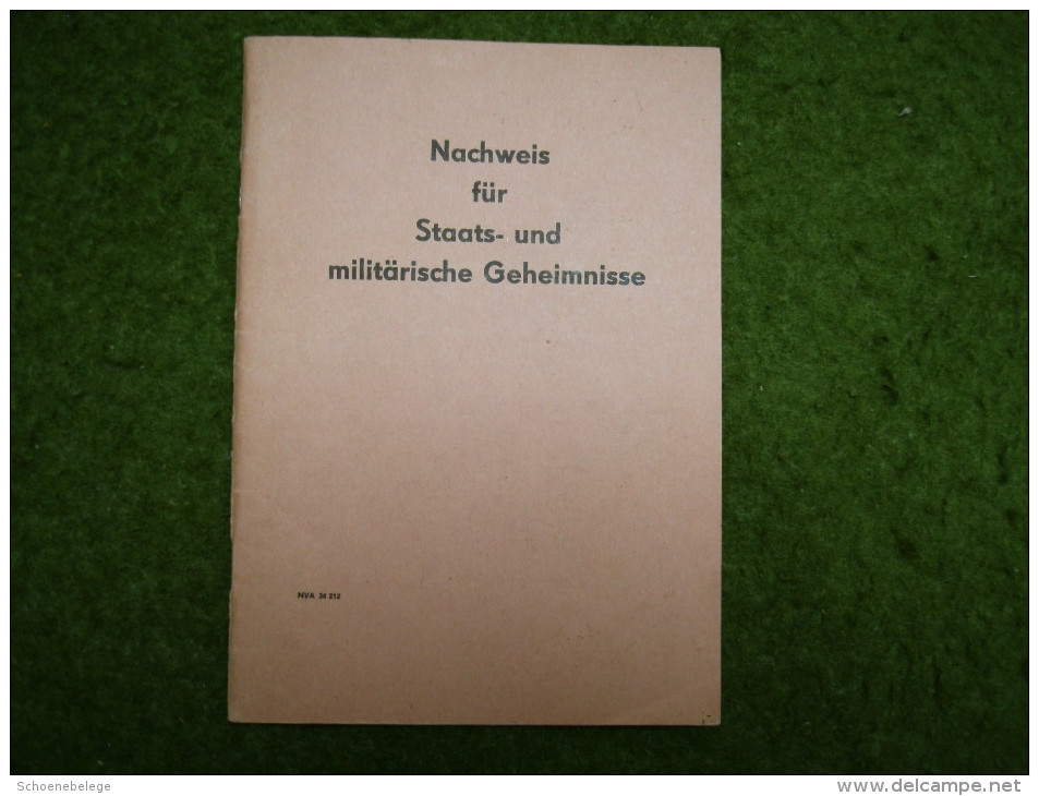 A4114) DDR NVA Nachweisbuch Für Staats-/militärische Geheimnisse DV NVA 36212 Ungebraucht - Documenti Storici