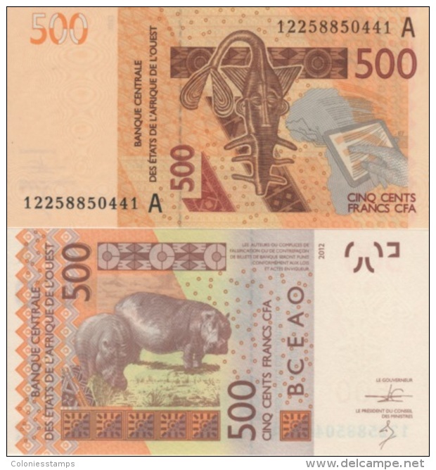 (B0391) WEST AFRICAN STATES (IVORY COAST), 2012. 500 Francs. P-New. UNC - États D'Afrique De L'Ouest