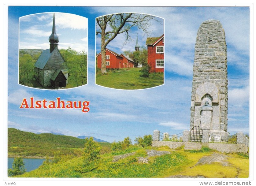 Alstahaug Norway Church Monument, C1980s Vintage Postcard - Norvège