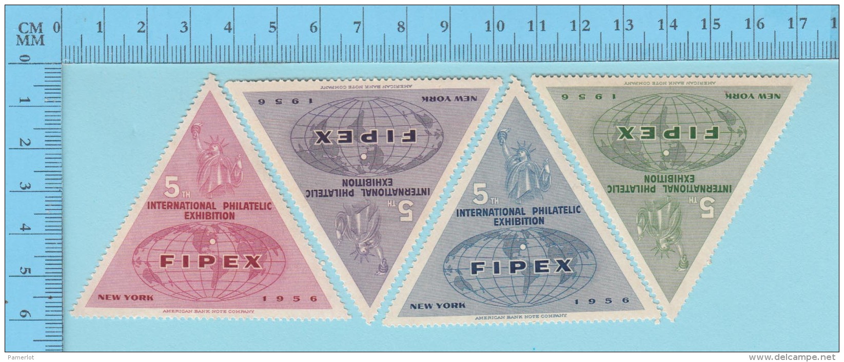 4 Vignette , Cinderella FIPEX  - 5 Th International Philatelic Exibition  1956 - Mnh  Recto/verso - 1876 – Philadelphia (Die Vereinigten Staaten)