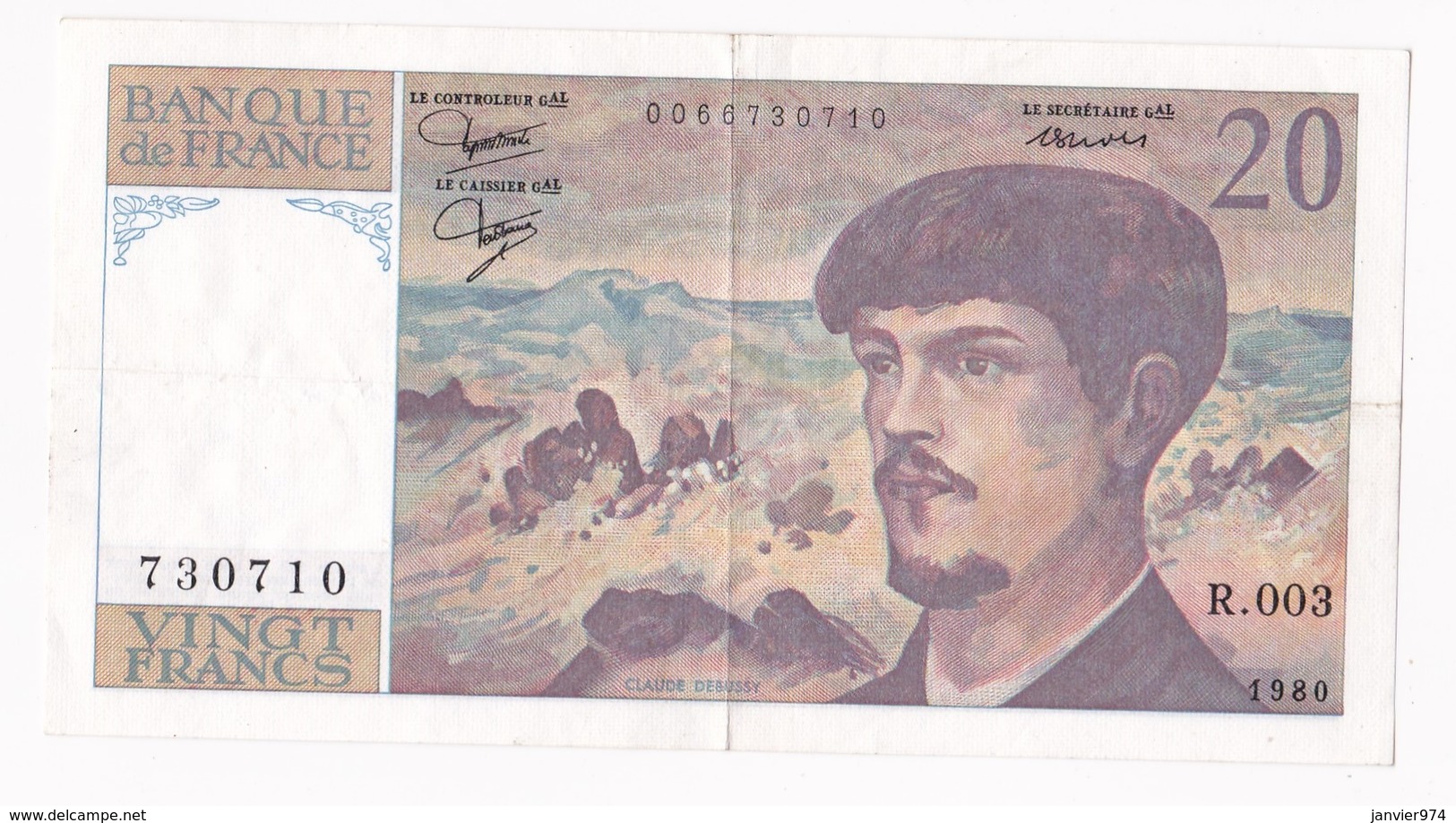 20 Francs Debussy 1980. Alphabet R.003 N° 7307710 - 20 F 1980-1997 ''Debussy''