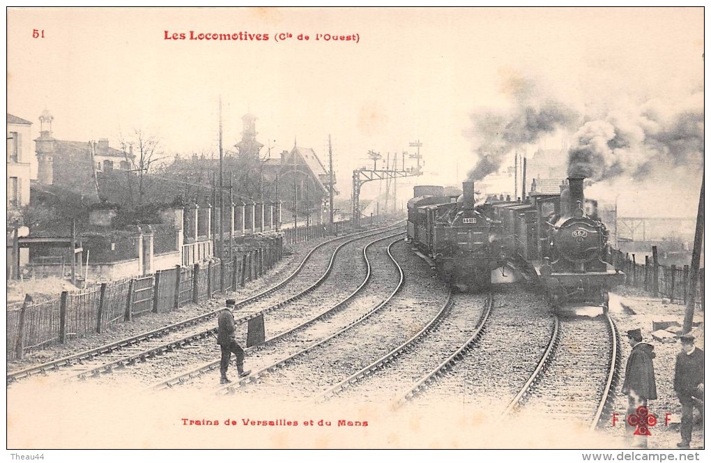 - 51  -  Les Locomotives  (Cie De L´Ouest) -  Trains De Versailles Et Du Mans  -  Chemin De Fer  - - Treni