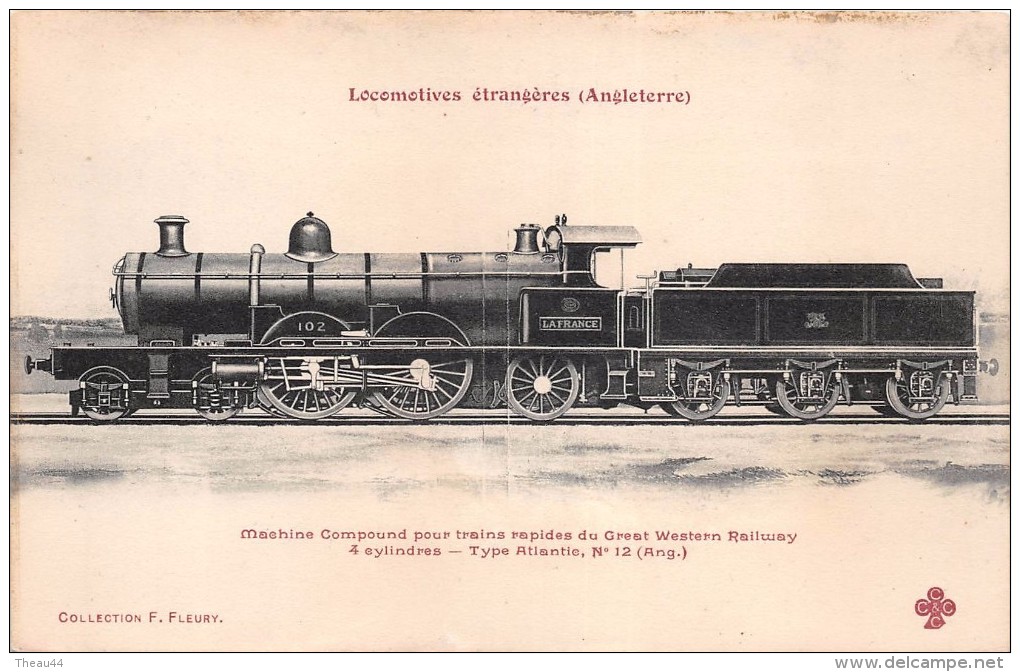 Les Locomotives - Angleterre -  Machine Compound Pour Train Rapide Du Great Eastern Raimway - Type Atlantic N°12 - Treni