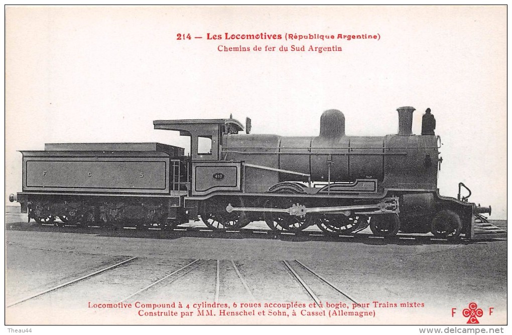 ¤¤   -  214   -   Locomotives   -   ARGENTINE   -   Chemin De Fer Du Sud Argentin   -  ¤¤ - Treni