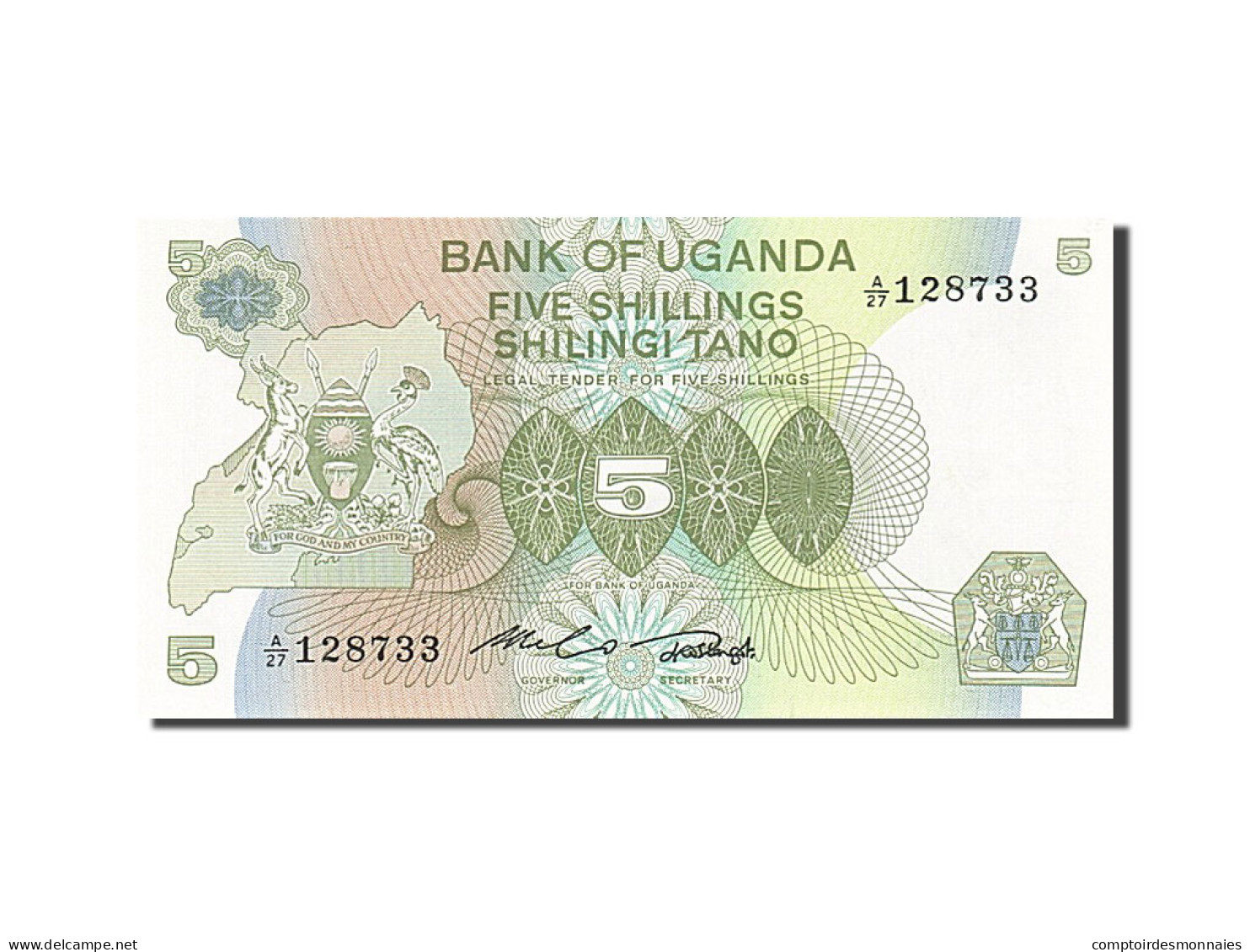 Billet, Uganda, 5 Shillings, 1982, Undated (1982), KM:15, SPL - Ouganda
