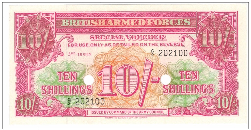 British Armed Forces , 10 Shill. M28b, 3th Series, UNC.  Free Ship. To USA. - British Troepen & Speciale Documenten